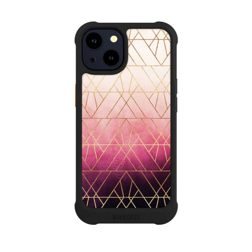 Apple iPhone 14 NIVOmax Pink Ombre Dreiecke Golddruck