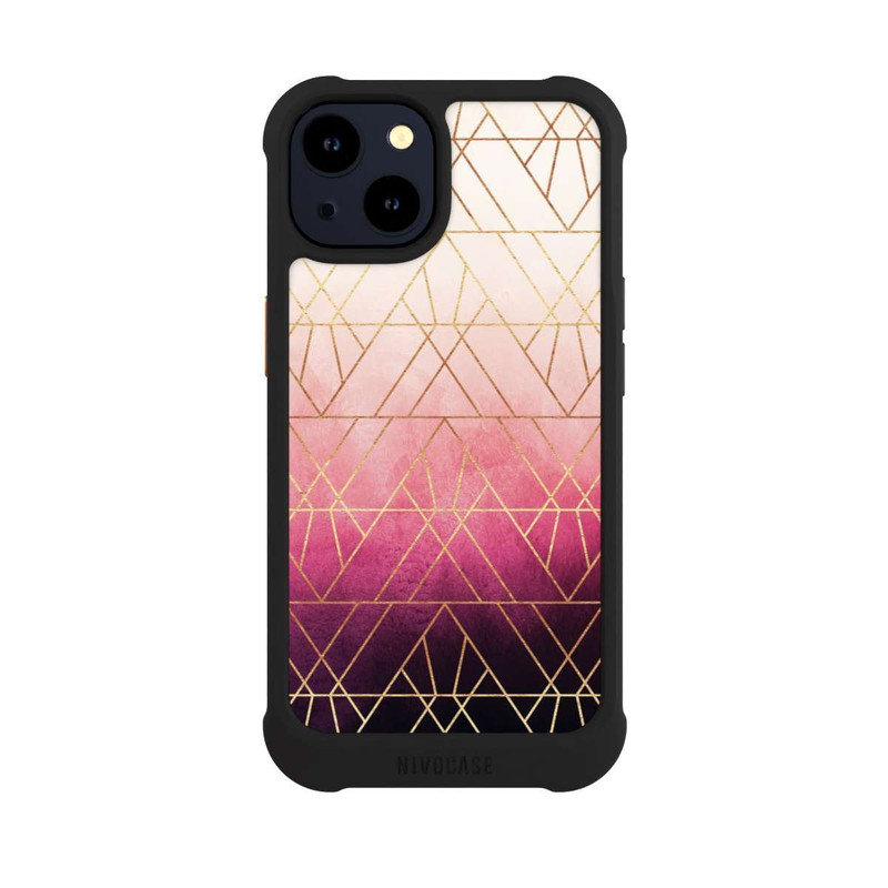 iPhone 14 NIVOmax Pink Ombre Dreiecke Golddruck