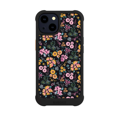Apple iPhone 14 NIVOmax Kleine bunte Blumen Schwarz 2