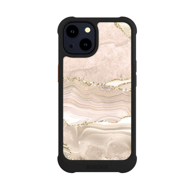 iPhone 14 NIVOmax Marmor rosa-goldene Streifen