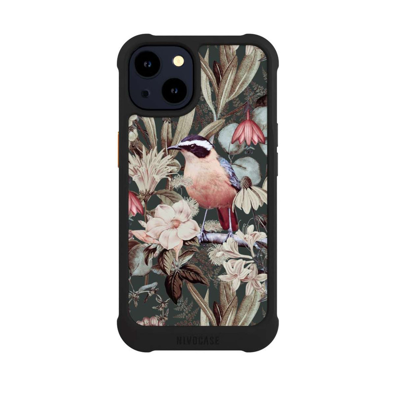 iPhone 14 NIVOmax Orange Bird in Vintage Flower Pattern