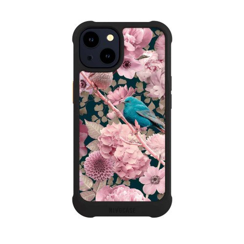 Apple iPhone 14 NIVOmax Spatzen im rosa Blumenmuster