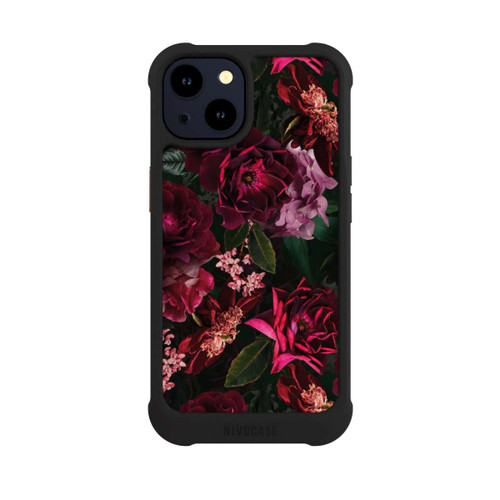 Apple iPhone 14 NIVOmax Dunkelrote und rosa Blüten