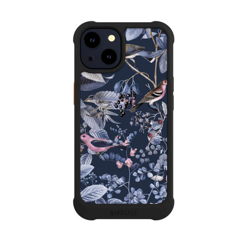 Apple iPhone 14 NIVOmax Vögel und Beeren blau