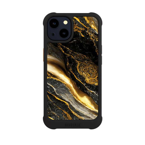 Apple iPhone 14 NIVOmax Schwarze Marmor Goldschichten
