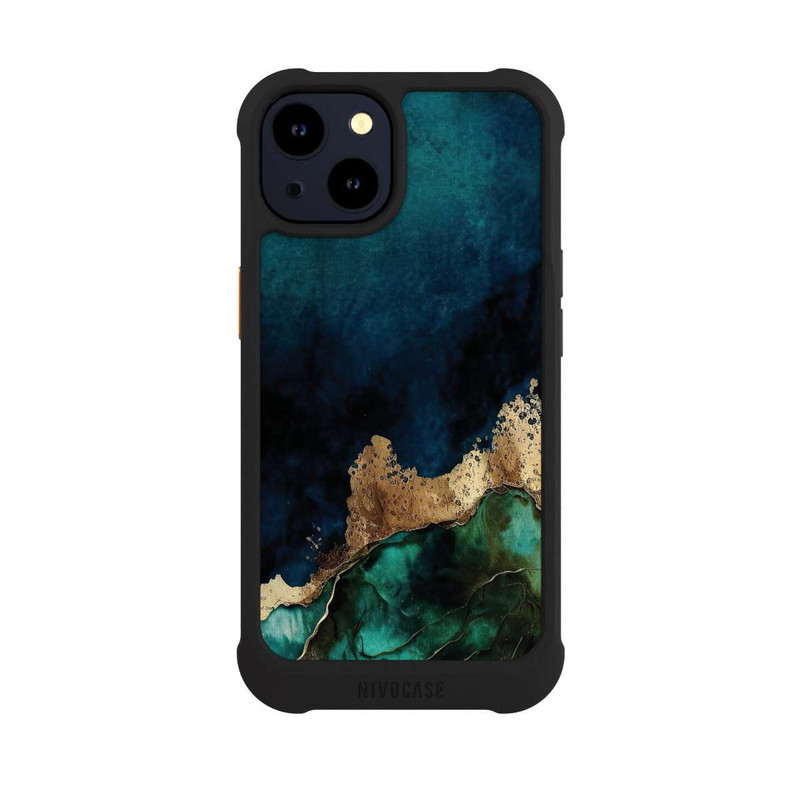 iPhone 14 NIVOmax Petrolblau mit Gold