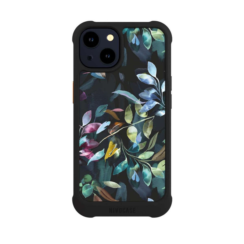 iPhone 14 NIVOmax Watercolor Mystic Leaves Black