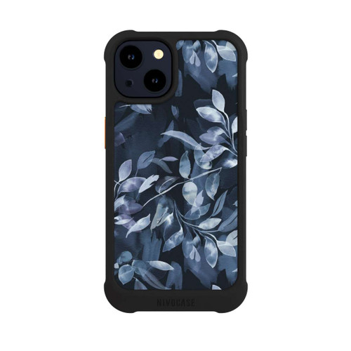 Apple iPhone 14 NIVOmax Mystische Aquarellblätter marineblau