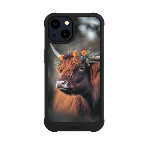 Apple iPhone 14 NIVOmax Hochland Rind mit Blumen mit KI