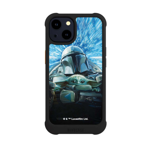 Apple iPhone 14 NIVOmax Grogu und Mando fliegen blau