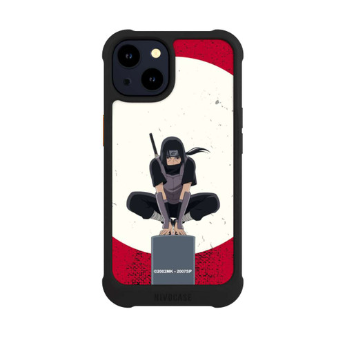 Apple iPhone 14 NIVOmax Itachi Uchiha Symbol Roter Hintergrund