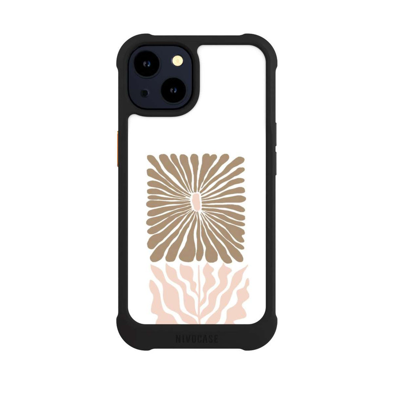 iPhone 14 NIVOmax Fleur Boho Caramel sur Blanc