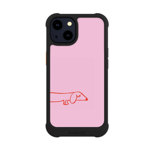 Apple iPhone 14 NIVOmax Dachshund Illustration Pink