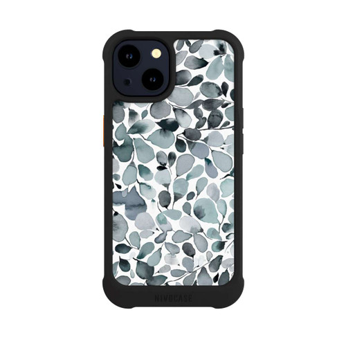 Apple iPhone 14 NIVOmax Eukalyptus Aquarell Blätter Grau