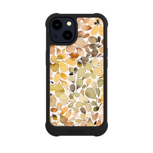 Apple iPhone 14 NIVOmax Eukalyptus Aquarellblätter Braun Herbst