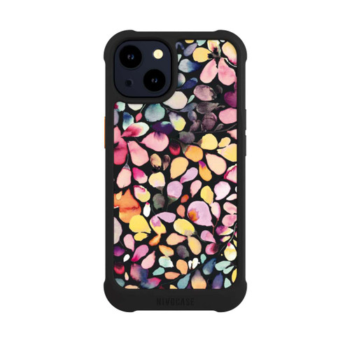 Apple iPhone 14 NIVOmax Eukalyptus Aquarellblätter Schwarz