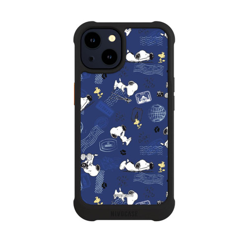 Apple iPhone 14 NIVOmax Peanuts Travel Stamps Pattern Blue
