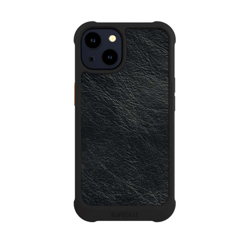 Apple iPhone 14 NIVOmax Schwarzer Lederlook Hintergrund