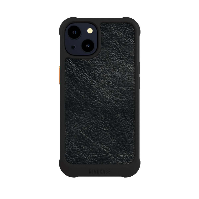 iPhone 14 NIVOmax Schwarzer Lederlook Hintergrund