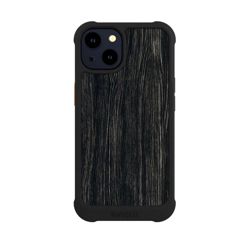 iPhone 14 NIVOmax Dunkle Holzstruktur