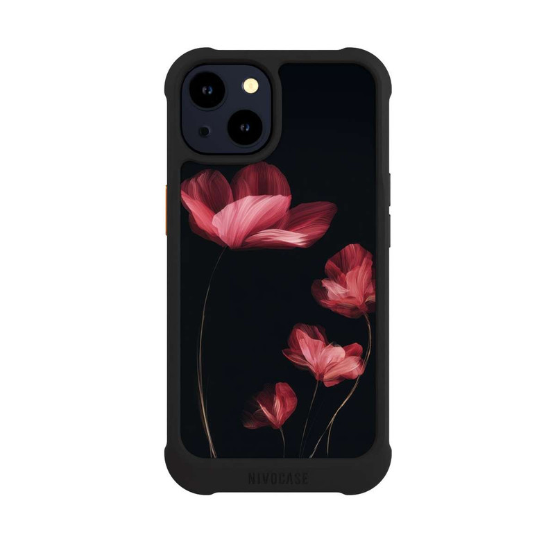 iPhone 14 NIVOmax Burgunder Blüten schwarz