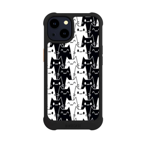 Apple iPhone 14 NIVOmax Katzentapete Schwarz Weiß