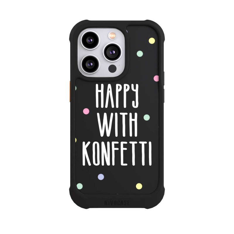 iPhone 14 Pro NIVOmax Happy with Konfetti White ohne Hintergrund
