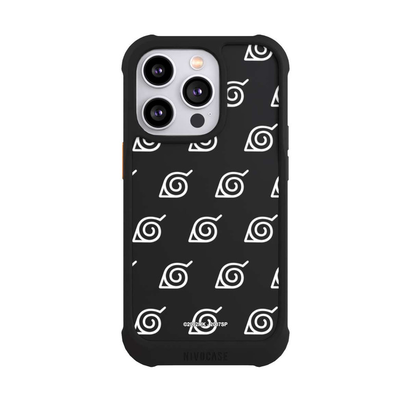 iPhone 14 Pro NIVOmax Weißes Konoha-Muster Transparent