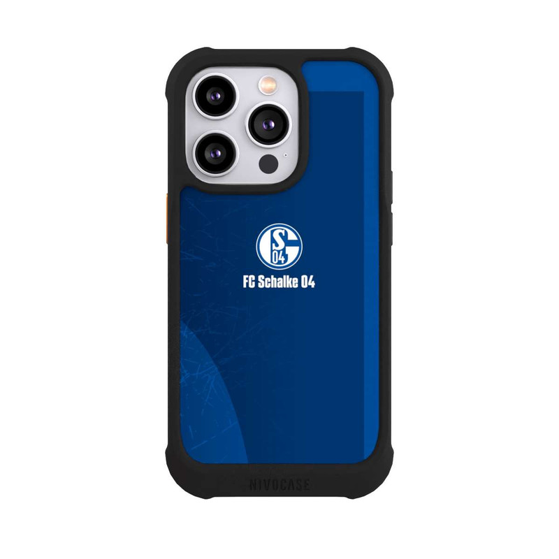 iPhone 14 Pro NIVOmax Schalke 04 Blauer Hintergrund Mit Logo