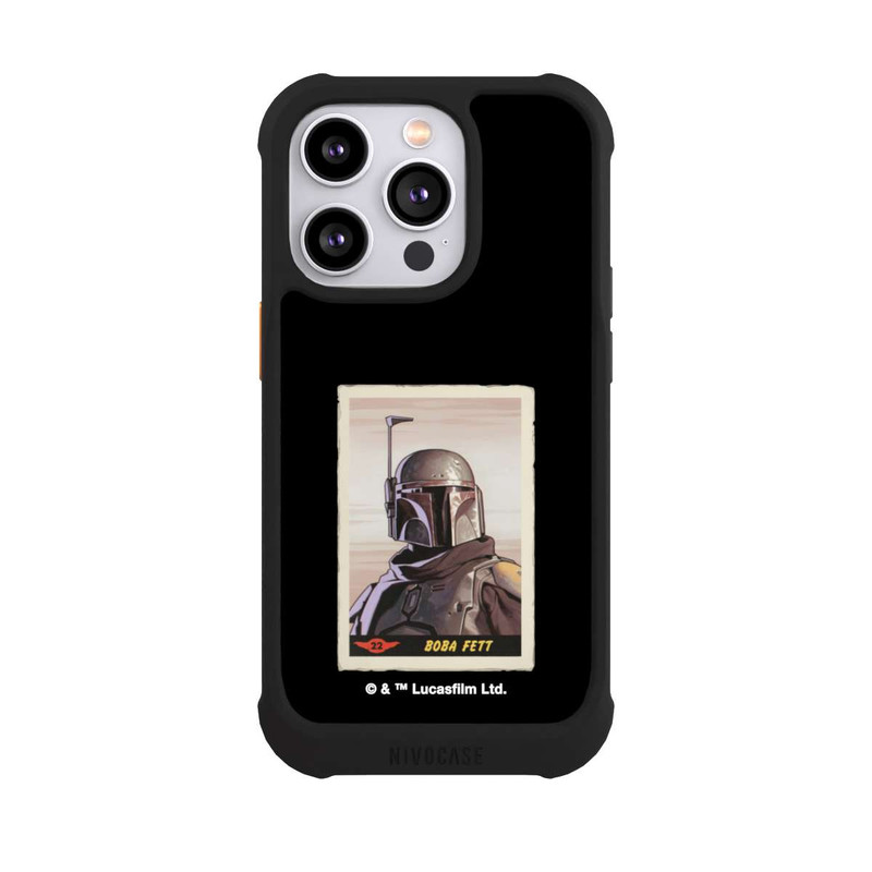 iPhone 14 Pro NIVOmax Boba Fett Badges Schwarzer Hintergrund