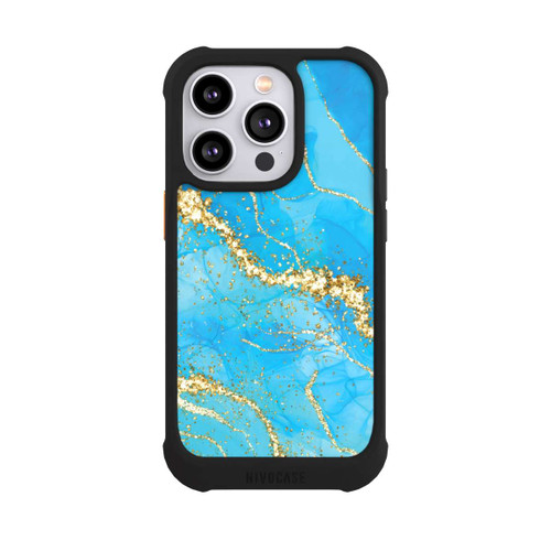 Apple iPhone 14 Pro NIVOmax Türkis-goldene Tapete