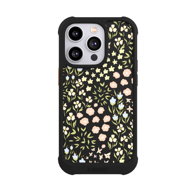 iPhone 14 Pro NIVOmax Blumenmuster Pastell Transparent