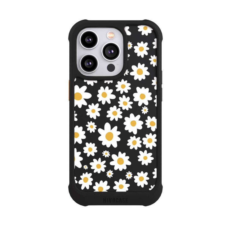 iPhone 14 Pro NIVOmax Daisy Flower Seamless Pattern Transparent