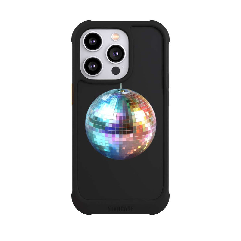 iPhone 14 Pro NIVOmax Discokugel Party Blau Gold Transparent mit KI