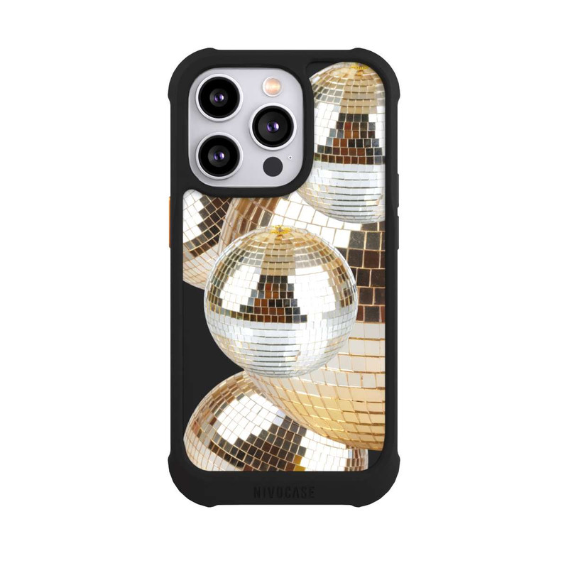 iPhone 14 Pro NIVOmax Discokugel Gold Transparent mit KI