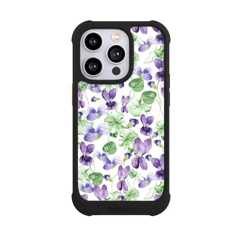 iPhone 14 Pro NIVOmax Purple Wildflowers Pattern Watercolor