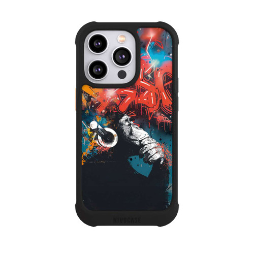 Apple iPhone 14 Pro NIVOmax Affe Stereo Kopfhörer Graffiti Street Art