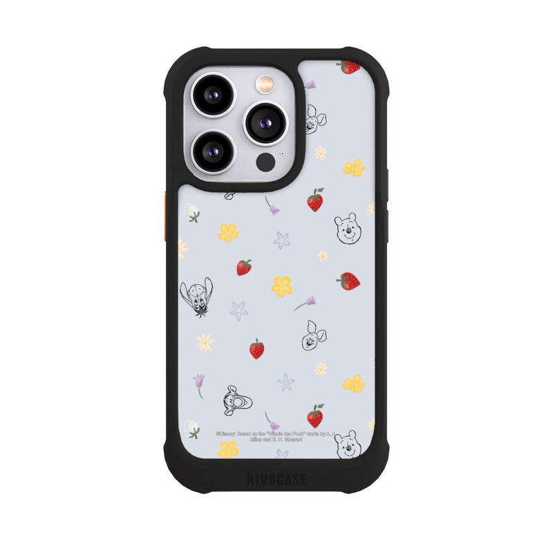 iPhone 14 Pro NIVOmax Winnie Puuh und Freunde Erdbeer Muster Blau