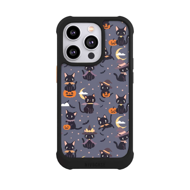 iPhone 14 Pro NIVOmax Cute Halloween Witch Cats and Pumpkins