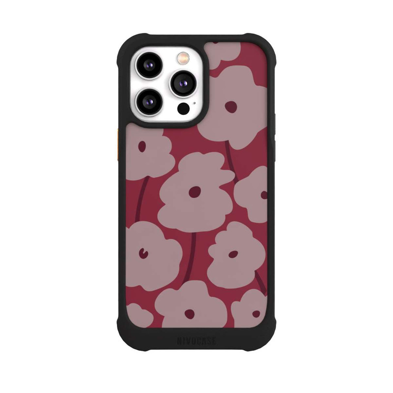 iPhone 14 Pro Max NIVOmax Minimalistische Blumen Bordeaux