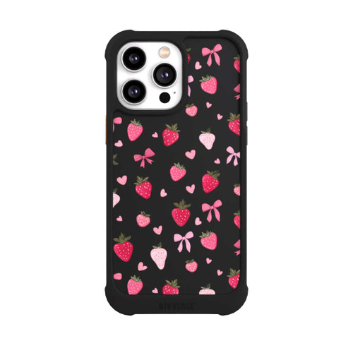 Apple iPhone 14 Pro Max NIVOmax Erdbeer Herz Schleifen Pink Muster Transparent