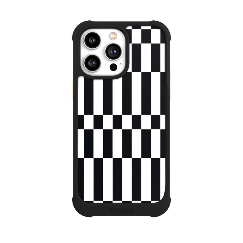 iPhone 14 Pro Max NIVOmax Checked Abstract Bold Black and White Color Block