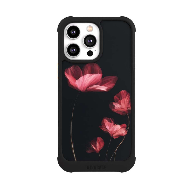iPhone 14 Pro Max NIVOmax Burgunder Blüten schwarz