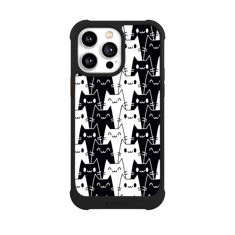 iPhone 14 Pro Max NIVOmax Katzentapete Schwarz Weiß