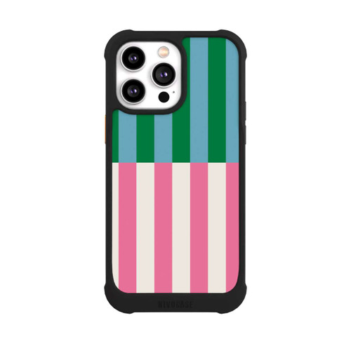 Apple iPhone 14 Pro Max NIVOmax Motif Rayé Vert Rose