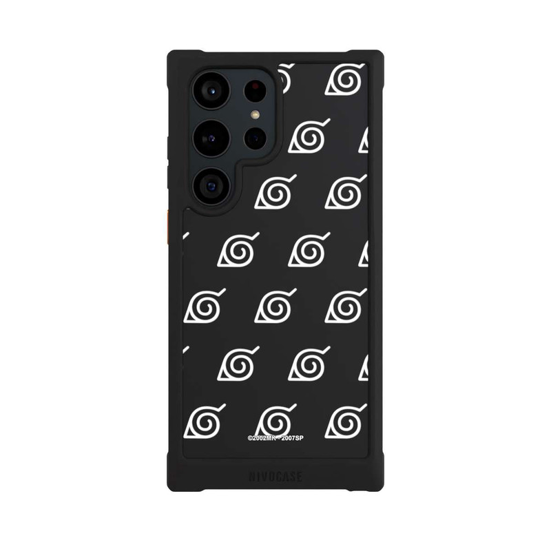 Galaxy S23 Ultra NIVOmax Konoha Pattern Blanc sur Fond Transparent