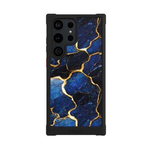 Samsung Galaxy S23 Ultra NIVOmax Couches d'impression en marbre bleu et or