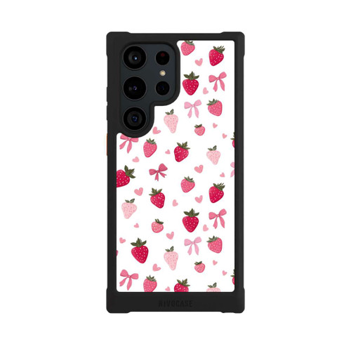 Samsung Galaxy S23 Ultra NIVOmax Erdbeer Herz Schleifen Muster Pink