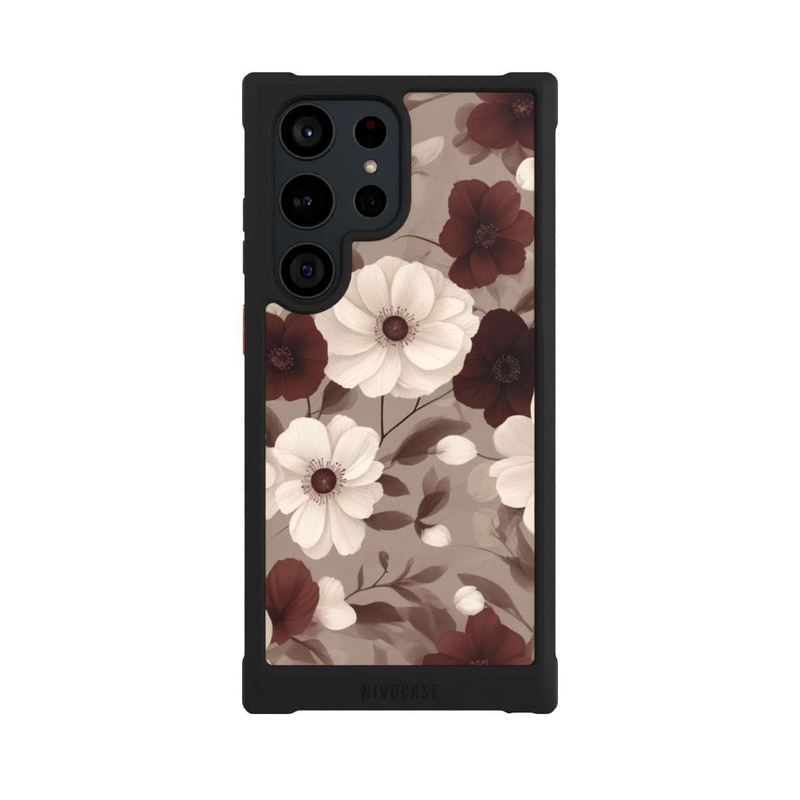 Galaxy S23 Ultra NIVOmax Negative Flower Bordeaux White with AI