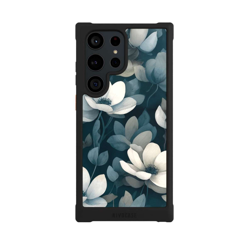 Galaxy S23 Ultra NIVOmax Negative Flower Petrol White with AI